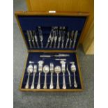 A silver plated canteen of cutlery by Ashberry in oak case