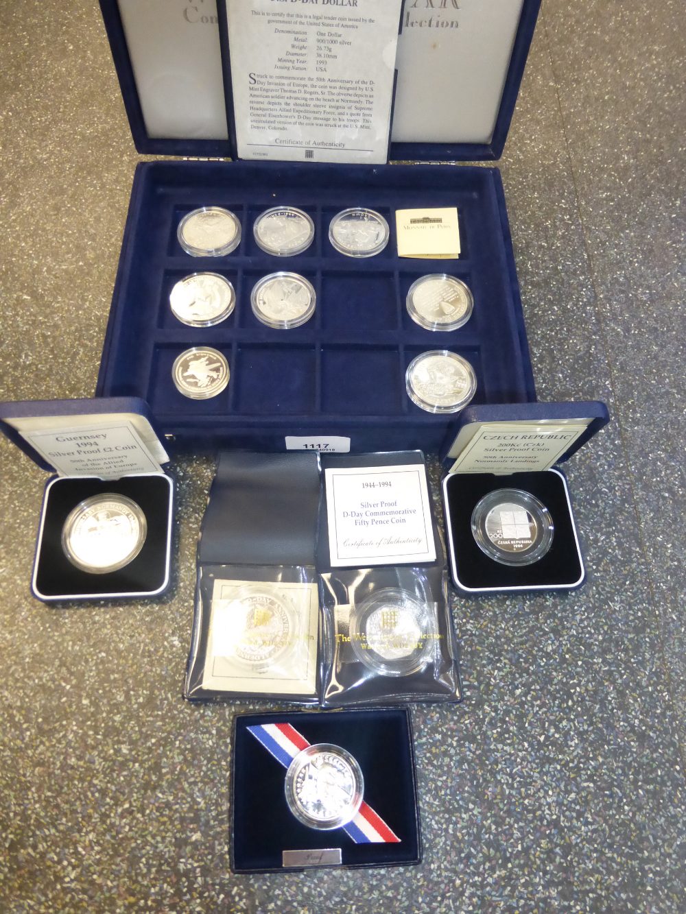 collection of World At War silver & other commemorative coins, including D-Day crowns, Dollar 1994