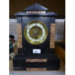 Victorian black marble mantle clock