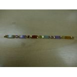 Chinese 14ct yellow gold and hardstone bracelet, stamped 585