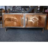 A deer hide and steel 2 door sideboard