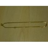 Yellow coloured metal flat link neckchain, unmarked, 21cm long, 6.4g