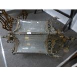 Mid 20th Century cast metal lantern with 6 concave glass panels, 120cm