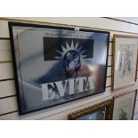 Advertising poster for Evita 69 x 49 cms, possibly 1970s