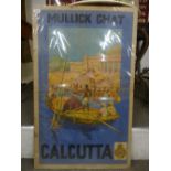 A 1920's poster for the Eastern Benegal Railway of Mullick Ghat, Calcutta