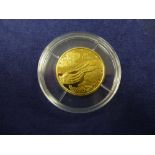 Eurotunnel 24ct .999 gold 70 ECUS proof coin, dated 1994, limited edition of 2000 by Pobjoy mint,