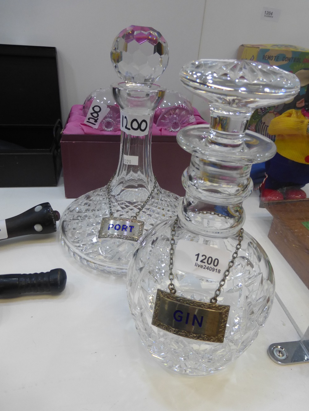 Two Cut Crystal Decanters and boxed set 2 glasses - Image 2 of 2