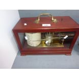 A modern barograph in mahogany case by Casella, London