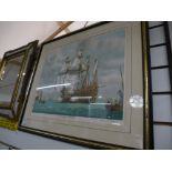 Mark Myers, a pencil signed coloured print of The Mary Rose off Southsea Castle, dated 24.11.1982,