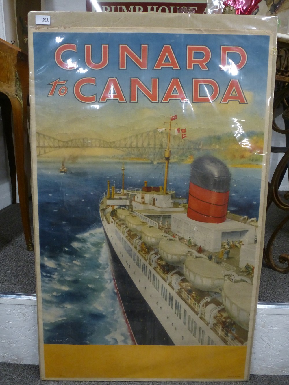 A vintage poster probably 1950's 'Cunard to Canada' depicting Ocean Liner