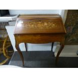 French 19th Century inlaid ladies bureau on cabriole legs, 71cm