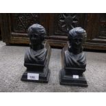 Pair of cast iron firedogs decorated classical lady