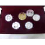 collection of 5 silver Australian Commemorative coins & silver medallion 1992, cased - The Royal