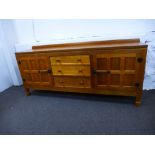 Robert 'Mouseman' Thompson, a large oak sideboard having 3 central drawers 182cm