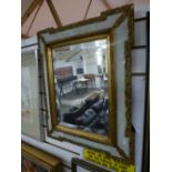 French gilt wall mirror with opaline glass border, 49.5cm