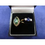 T wo 9ct yellow gold stone set rings ,gross 4.1g