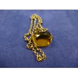 Smokey quartz fob style pendant on a rose gold coloured chain
