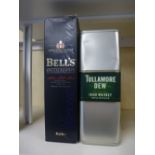 Bottle of Bells Special Reserve 70cl and a bottle of Tullamore Dew Irish whisky, both boxed