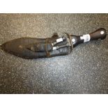 Old Kukri with inlaid wooden handle, 34cm