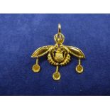 14ct yellow gold pendant brooch stylized insect design stamped 585 6g