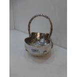 Pretty Continental white coloured metal sugar/bon-bon basket, decorated with poppies, wheat sheaf