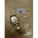 Vintage gents Rotary 9ct gold faced wristwatch, hallmarked in case 375.