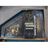 A Mullers 'Erato' Auto-harp in a pitch pine fitted case