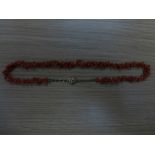 Vintage Coral necklace with 9ct gold clasp and chain