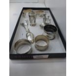 Quantity of hallmarked silver napkins, tong, spoons, etc - 14 pieces