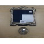 Sheffield rectangular fronted photograph frame with shaped embossed edge, approx 18 x 13 cm,