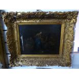 A 17th Century Dutch oil on wood of figures in interior, label on reverse signed J.Vans-Anter, 1631,