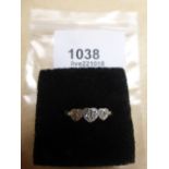 18ct gold ring with 3 heart shaped illusion set diamonds, size L, approx weight 3g