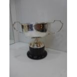 Double Handled EPNS trophy on stand, modern