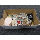 Collection of costume jewellery including simulated pearl necklaces, diamante etc.