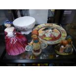 Royal Doulton figure of Genevieve 2 Hummel figures and sundry