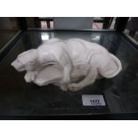 C Masson, a French marble sculpture of a lying panther 21cms