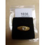 Gents 18ct yellow gold ring set with single diamond, marked 18, size U, approx weight 4.5g