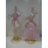 A pair of vintage Murano glass figures of Dancers 36cms