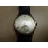 Gent's vintage 1950's Omega wristwatch with 9ct yellow gold case and black leather Omega strap