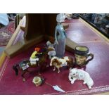 A Beswick horse and jockey, model 1037, a Beswick Skewbald pony and sundry china