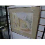 Neil Forster, mixed media drawing of Gassini, France, pencil signed 43 x 36.5cms