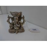 Solid silver figure of Hindu God Ganesh, stamped 925 and silver, approx 8.8 troy oz, 7cm high