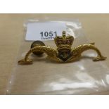 Vintage badge, yellow metal bearing Royal Submariners Warfare insignia