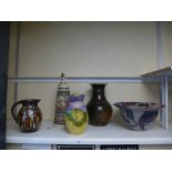 A Mejolica Jug, a German Stein and sundry