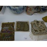 A beaded handbag, decorated landscape and others