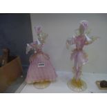 A pair of vintage Murano glass figures of Dancers 36cms