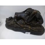 A 20th Century bronze figured group of female nudes on a marble base, 37cms