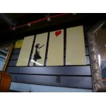 4 sectional Perspex wall art depicting Banksy artwork