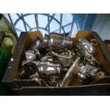Large box of silver plated ware, tureens etc