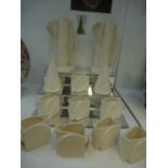 Rare unpainted and unglazed art deco stone ware pottery for Claric Cliff design including salt and